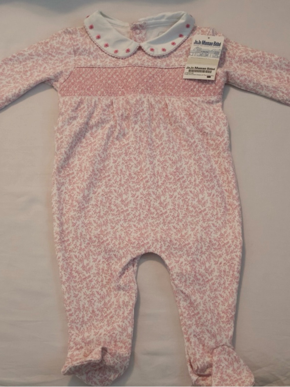 NWT Pink Floral Smocked Baby One-Piece